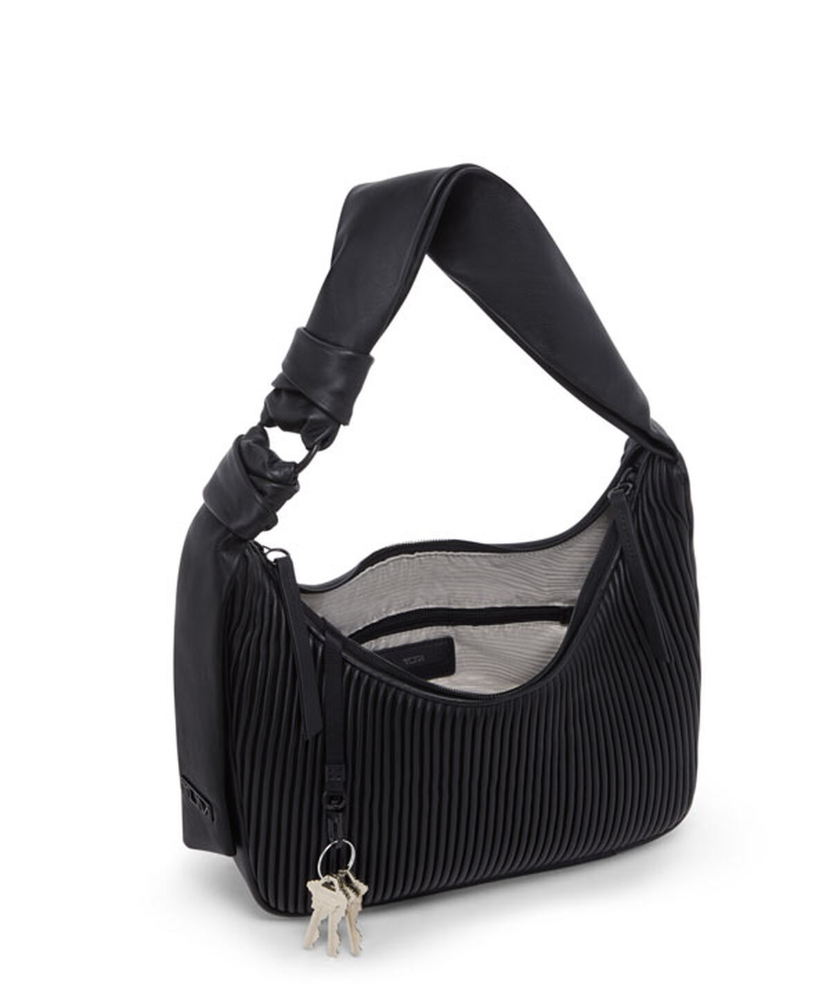 TUMI ASRA Small Shoulder Bag Black Ribbed